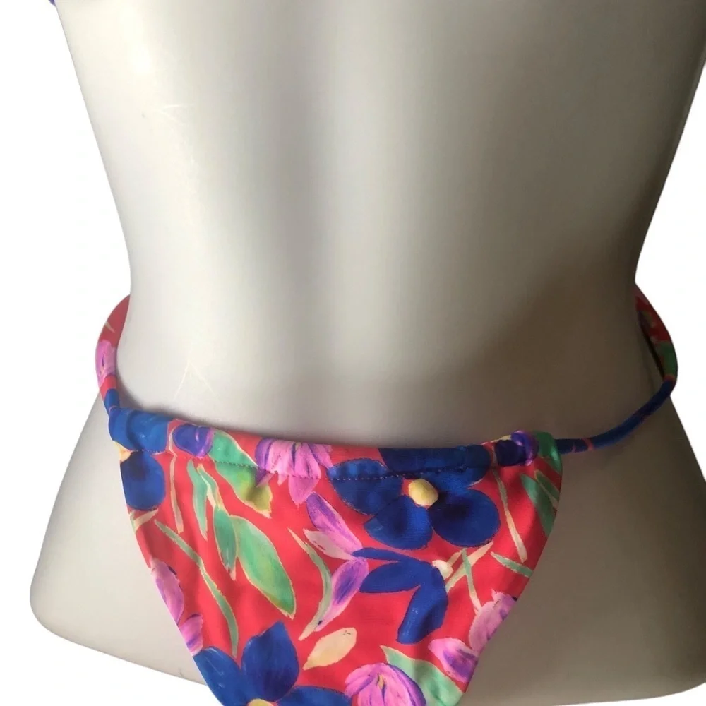 Princess Polly Bright Pink Floral Bianca Sexy Bikini Swimsuit Top 6 Bottom 2